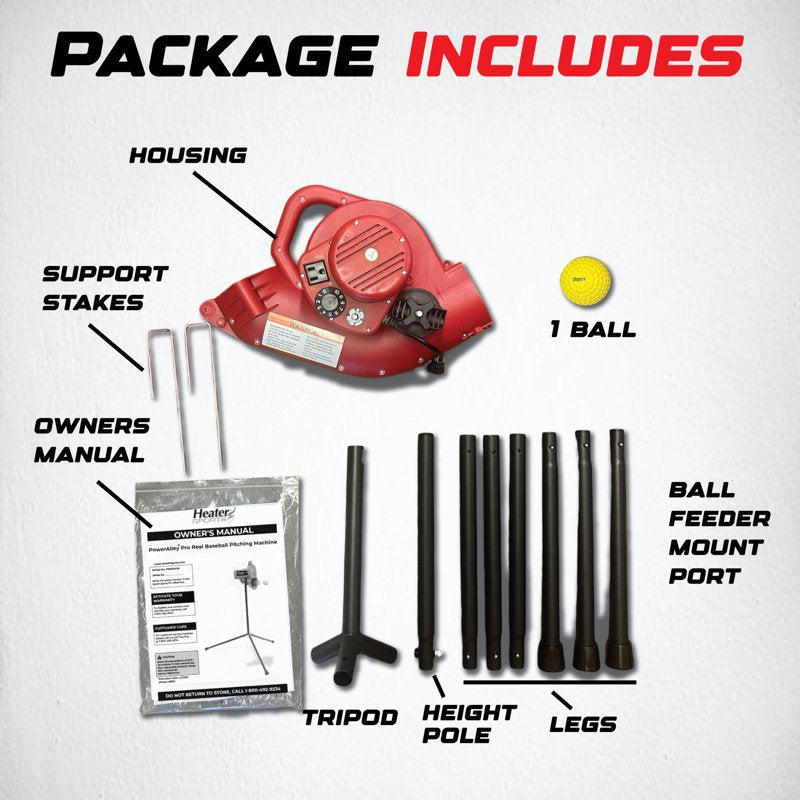 Baseball Pitching Machine - Adjustable Speed Up to 45 MPH for Batting Practice