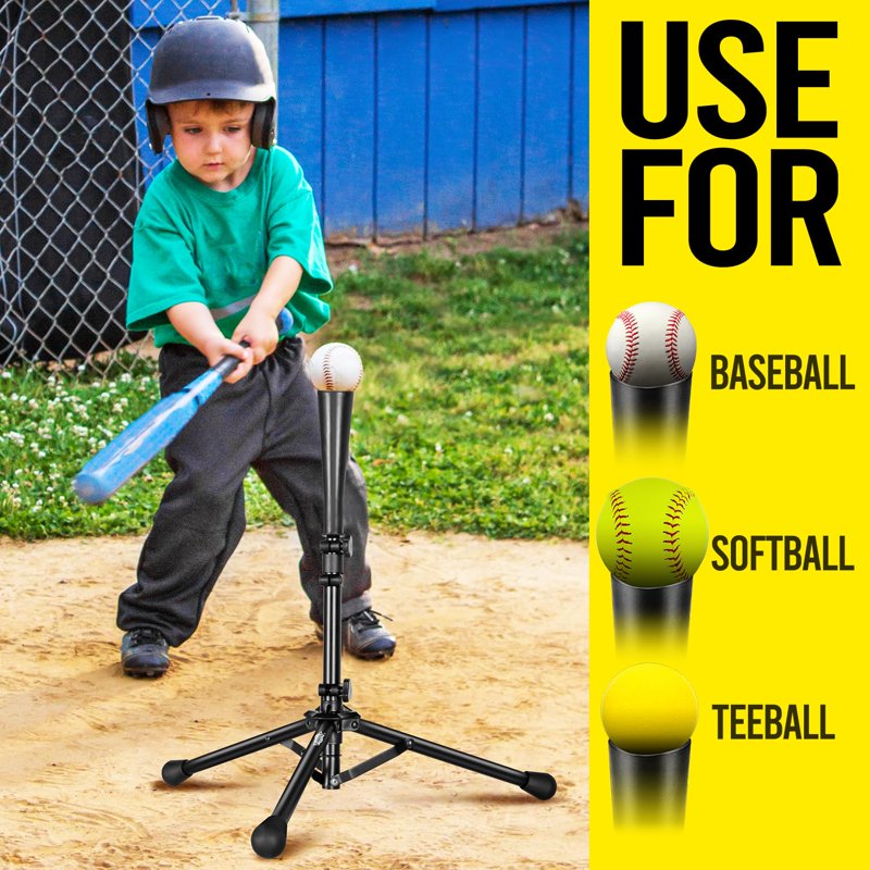 Adjustable Baseball Batting Tee with Tripod Stand - Softball & Baseball Practice Aid