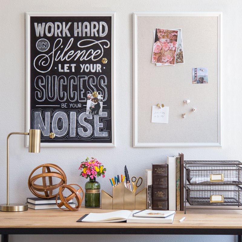 40 x 30 Inch Linen Bulletin Board with White Wood Frame - Office & Home Decor