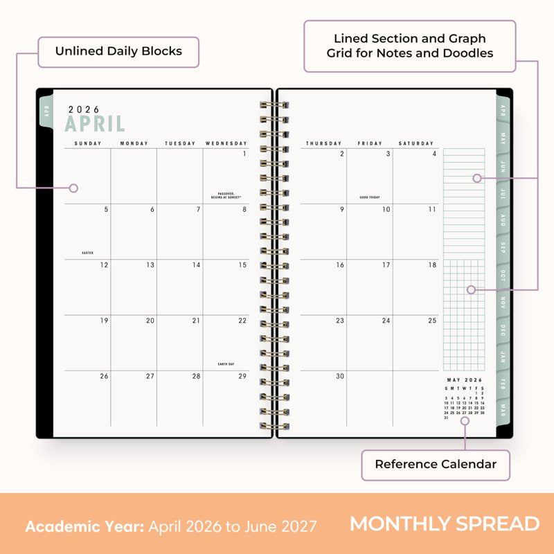 Academic Year Planner Calendar 15 Months Weekly & Monthly With Zip Pouch