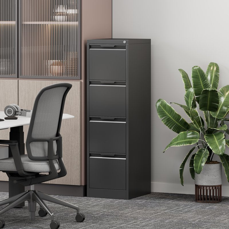 4 Drawer Metal File Cabinet with Lock - Vertical Home Office Storage