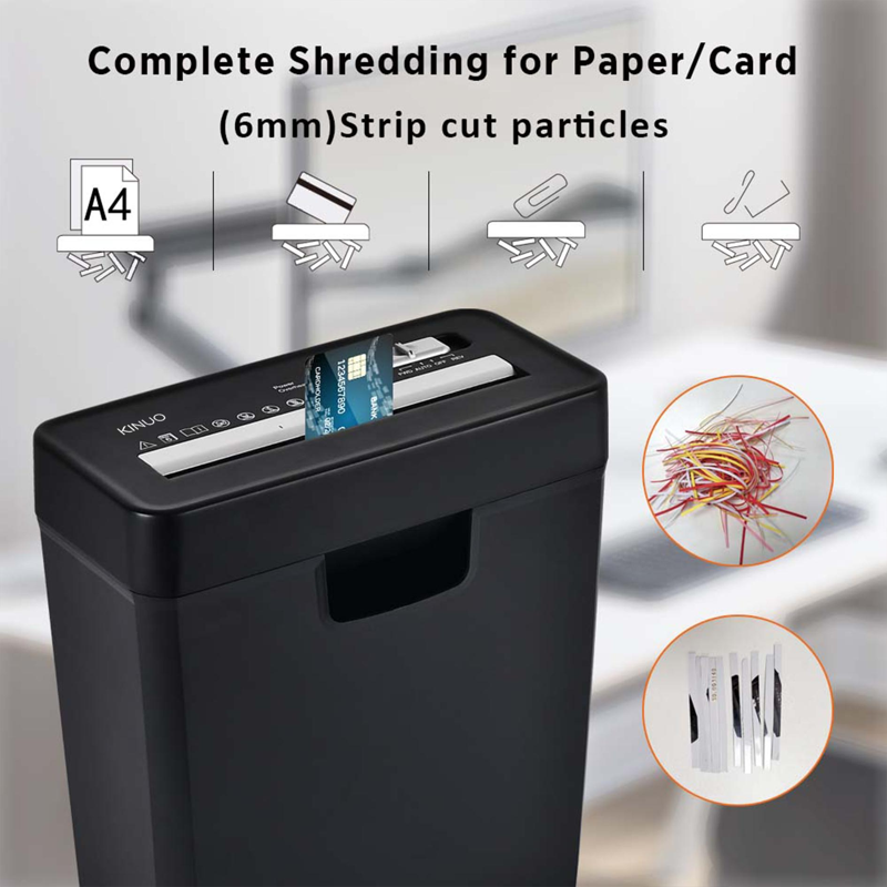 6-Sheet Strip-Cut Paper & Credit Card Shredder with 2.9-Gallon Bin - Office & Home Use