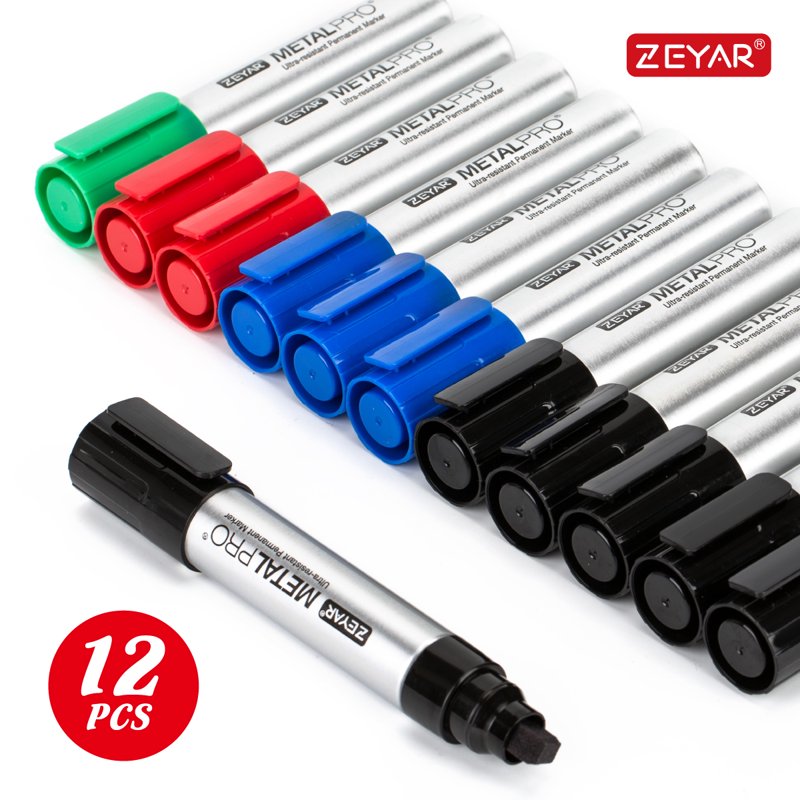 Jumbo Permanent Markers Set of 12 Waterproof & Smear Proof Craft Markers