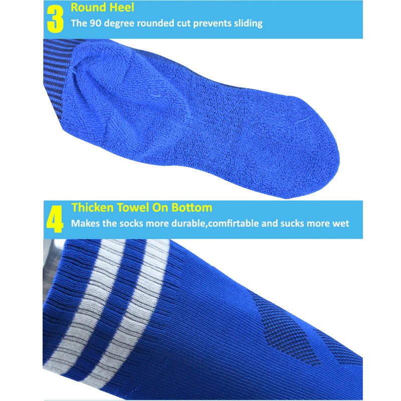 Rainbow 1 Kids Soccer Socks 4 Pack - Fomann Cotton Team Socks for Boys & Girls, 8-11 Years
