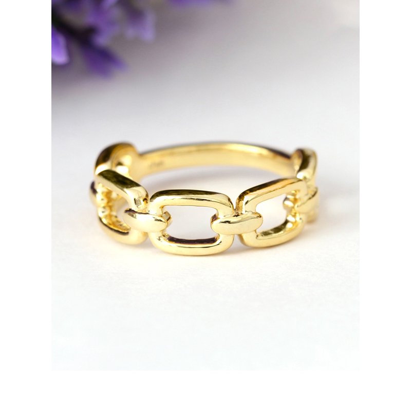 Gold Over Silver Link Friendship Ring for Women - Dainty Promise Jewelry