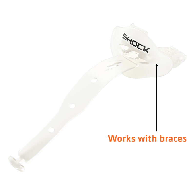 Football Lip Guard Shock Doctor Bolt Clear OSFA - Helmet Strap, Breathable, One-Piece Design