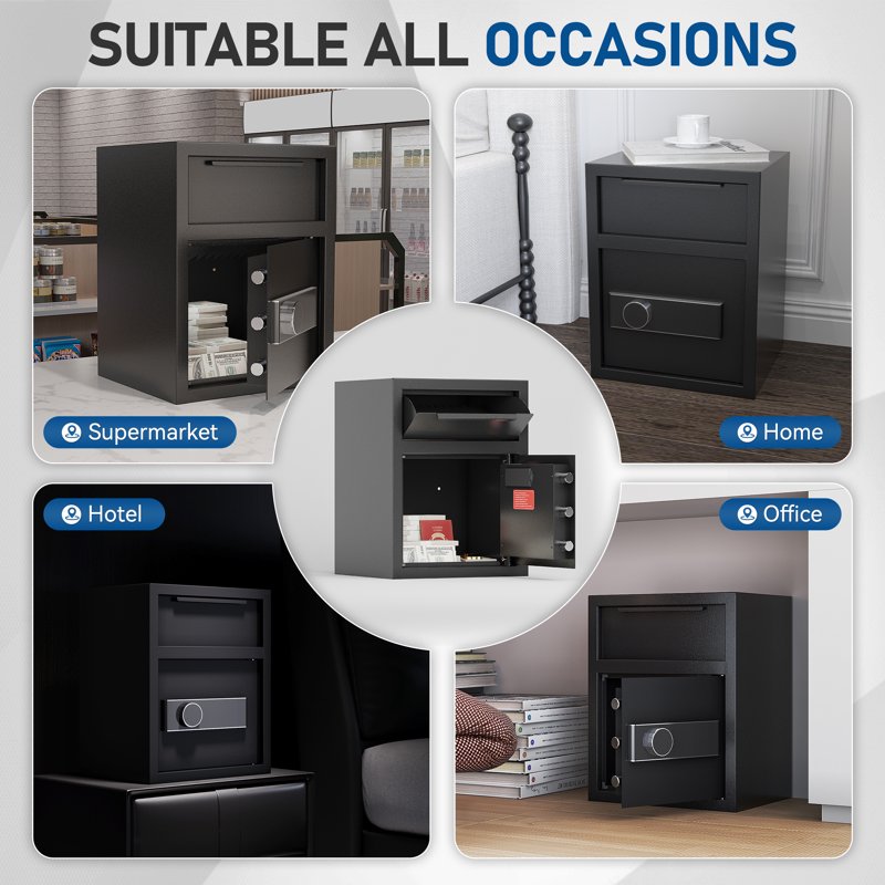Depository Safe Box Fireproof Drop Safe with Deposit Slot for Home Office Hotel