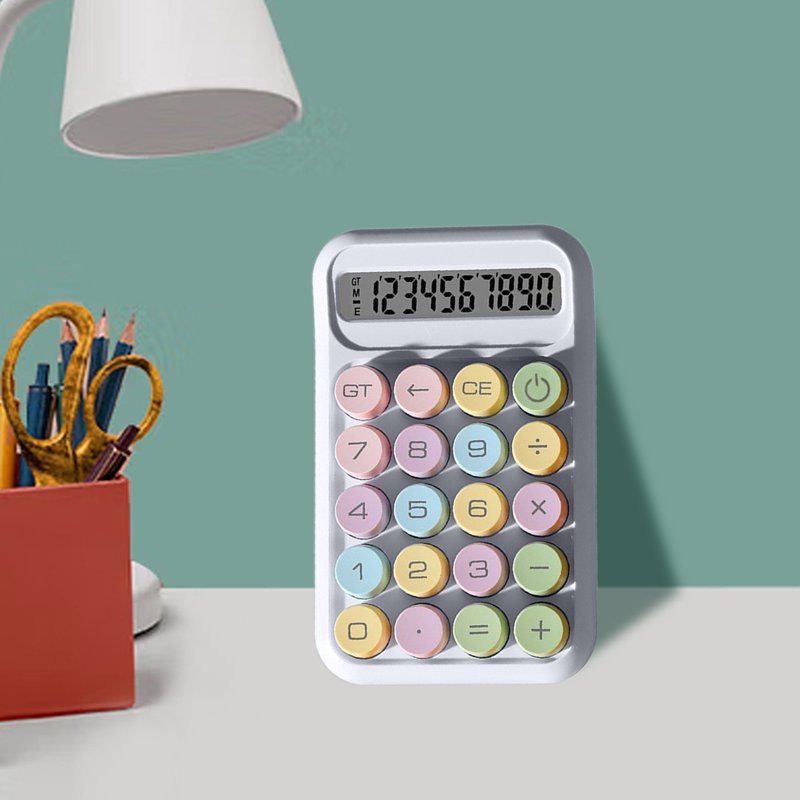 SDJMA Colorful Bubble Cute Calculator - 4 Function Desktop 10-Digit Big Display (Blue Yellow White Purple)