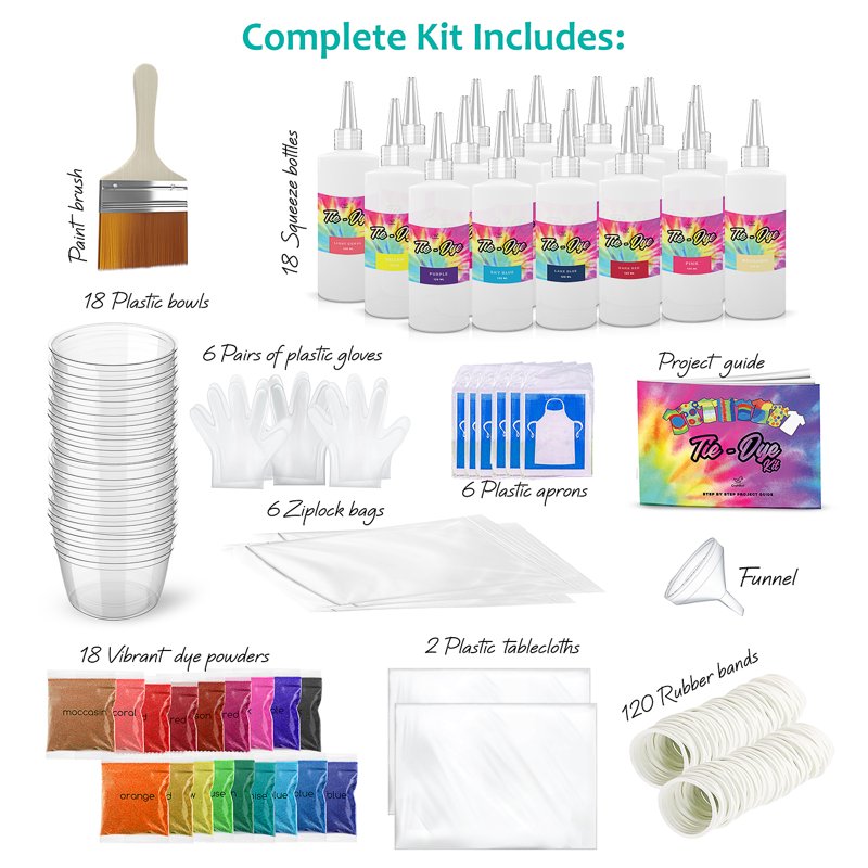 DIY Tie Dye Kit for Kids & Adults - 18 Colors, Complete Craft Set
