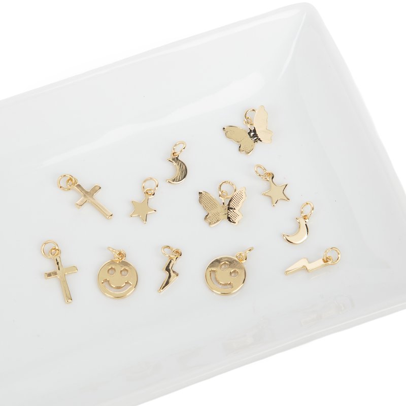 Gold Metal Charm Set for Jewelry Making - 12 Pieces Unisex Accessories