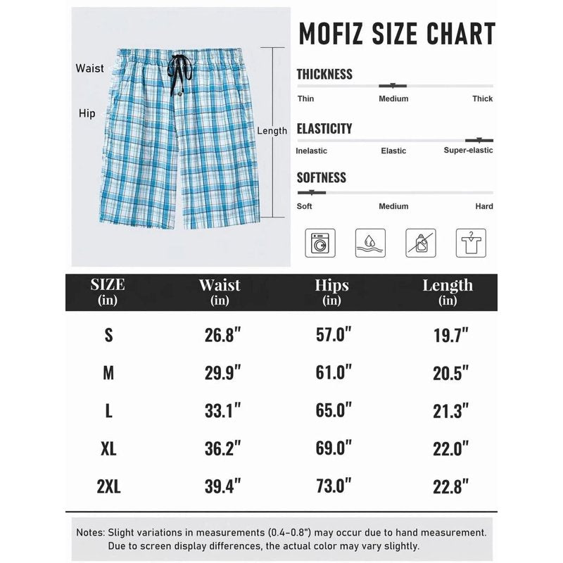 Men's 3-Pack Woven Cotton Pajama Shorts - Lounge Sleepwear, Plaid