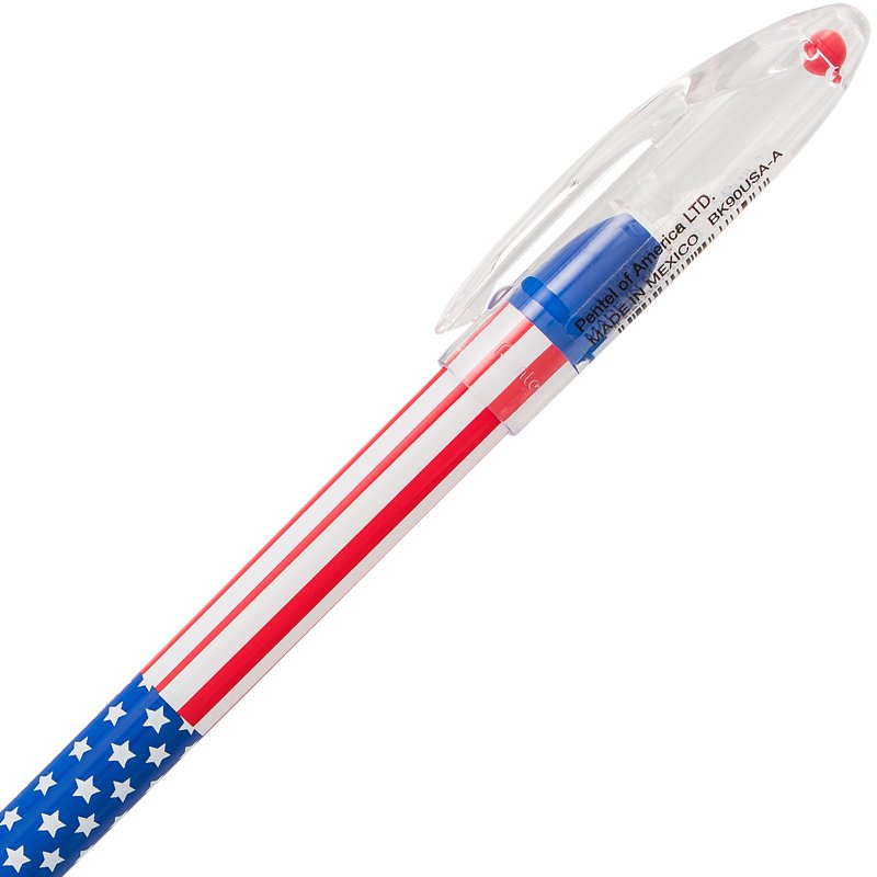 Ballpoint Pen 12 Pack - Fine 0.7mm Line, Stars & Stripes Flag Design, Black Ink