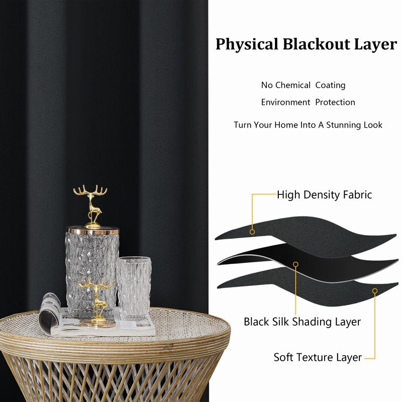 Blackout Curtains 90 Inch Long Grommet Window Drapes for Living Room & Bedroom