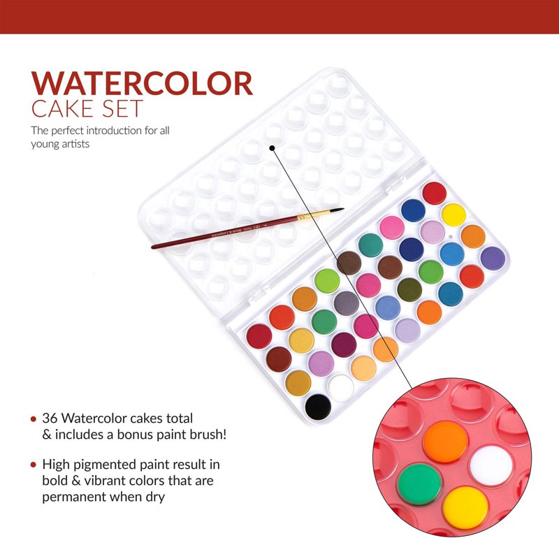 Watercolor Paint Set with 36 Colors and Brush - Art Supplies for Beginners and Artists