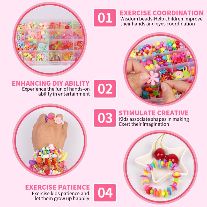 Kids Jewelry Making Kit for Girls Ages 4-8 - Creative Beading Craft Set with Storage Box