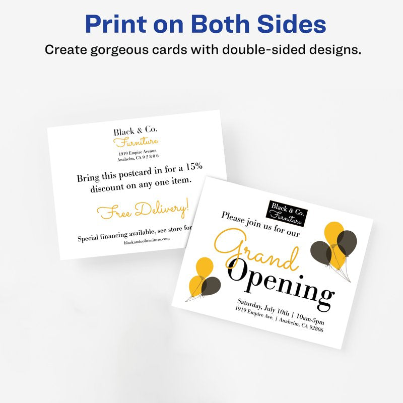 Printable Postcards 4.25 x 5.5 Inches White Pack of 200 - Customizable for Invitations, Announcements, Marketing
