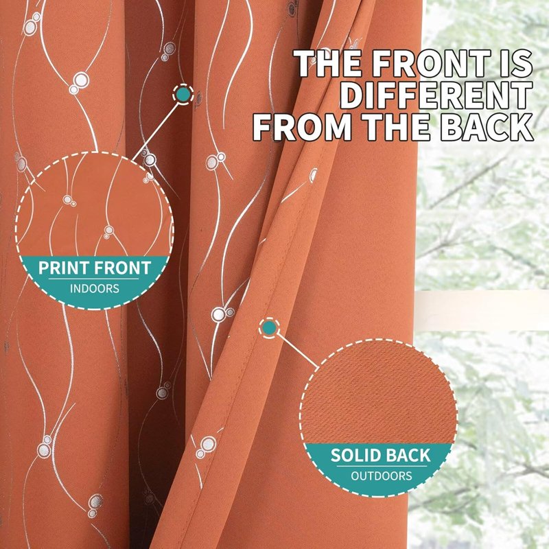 Blackout Curtains 84 Inch Length 2 Panels Set Thermal Insulated Wave Dot Print
