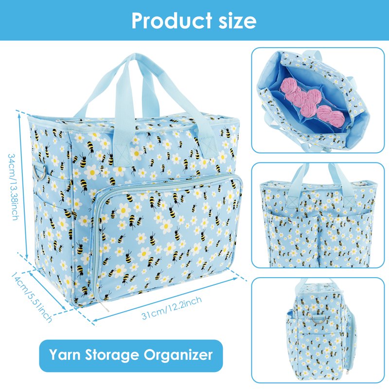 Large Capacity Yarn Storage Bag with Shoulder Strap - Portable Knitting & Crochet Organizer
