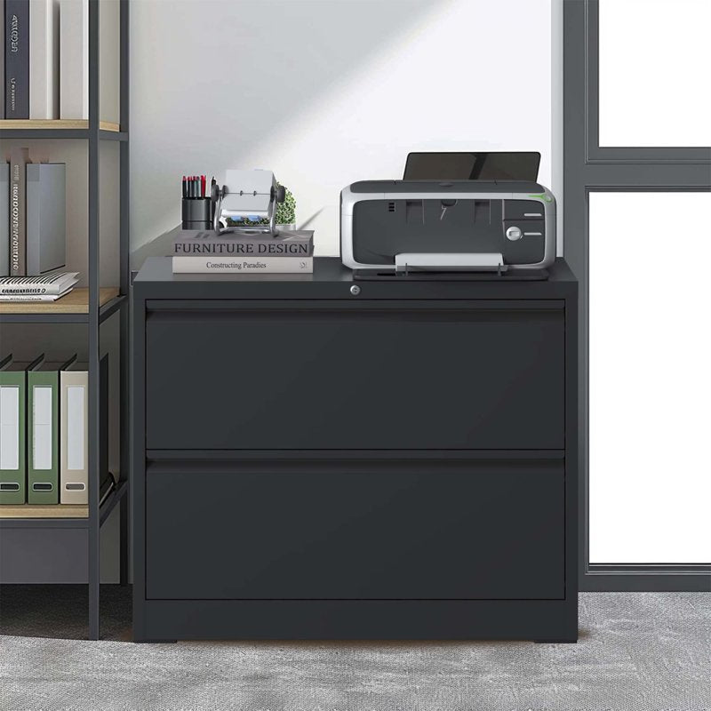 Heavy-Duty Metal File Cabinet with Lock - 2 Drawers, Space-Saving Home Office Storage