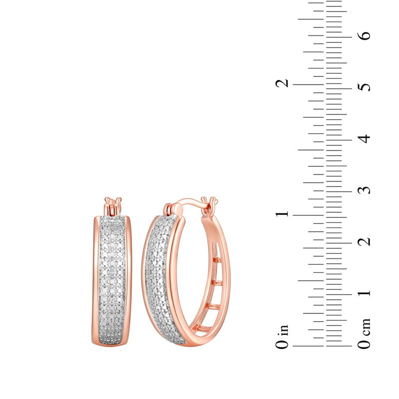 Diamond Accent Hoop Earrings in 14k Rose Gold Over Bronze for Women