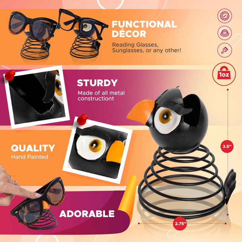 Owl Design Eyeglasses Holder Stand - Fun Space-Saving Spectacle Display