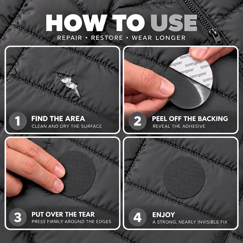 Waterproof Self-Adhesive Repair Patches Kit for Jackets, Tents, Shoes, Air Mattresses - 11 Pieces