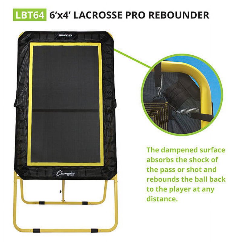Lacrosse Rebounder Net Set - 6' x 4' Ball Return Bounce Back Training Aid