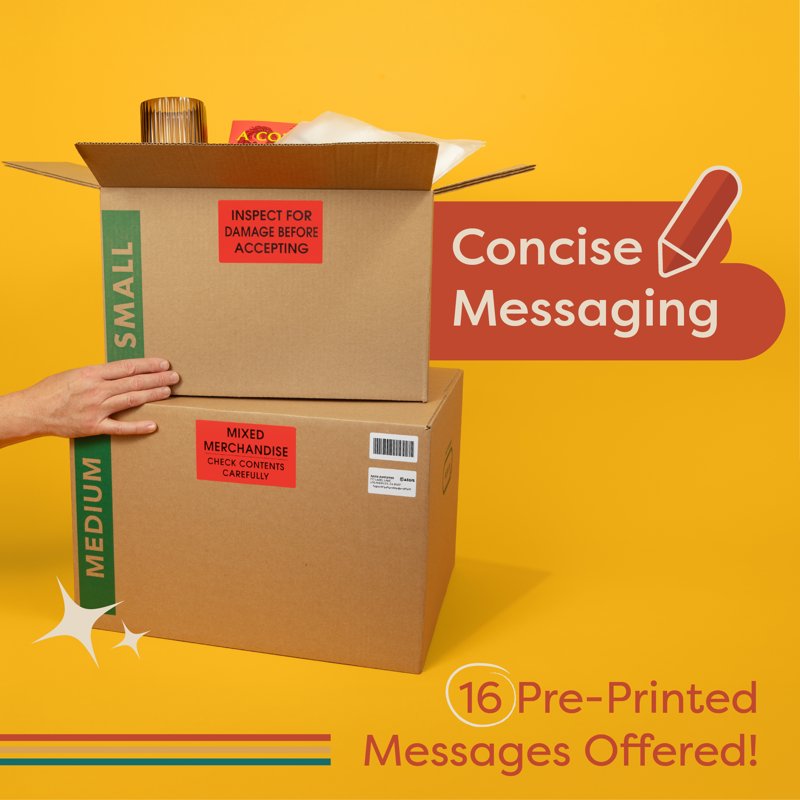 This Side Up Handle With Care Shipping Labels - 3 X 5 Inch, 500 Stickers Per Roll