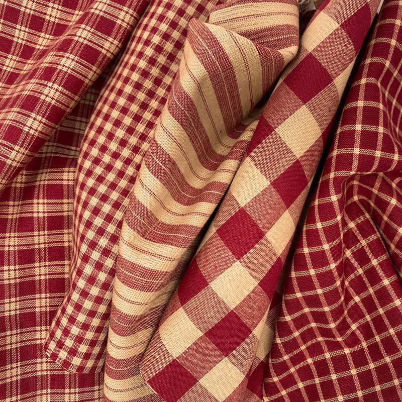 Homespun Cotton Fabric by the Yard - Primitive Red 4 for Quilting & Crafts