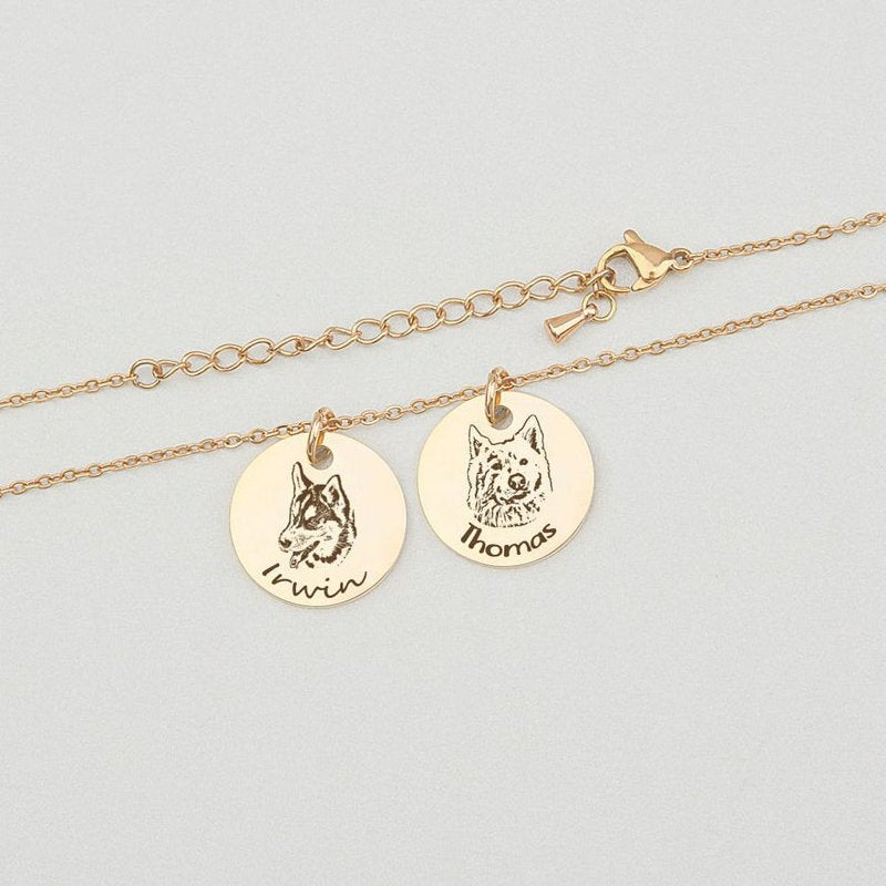 Personalized Pet Necklace with Disc Pendant - Stainless Steel Dog & Cat Gift