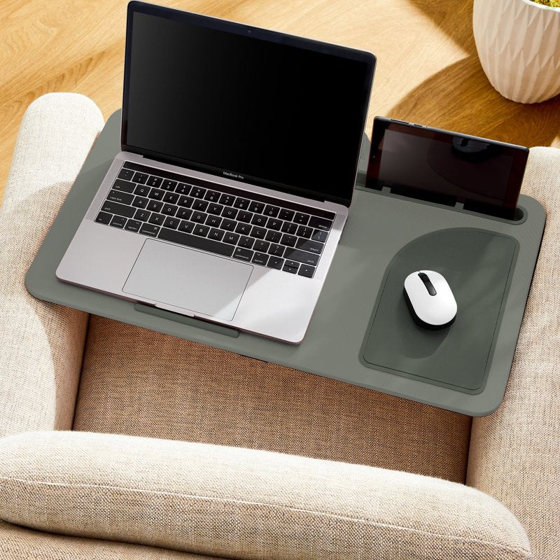 Portable Lap Desk with Phone & Tablet Slot - Fits 15.6 Inch Laptops, Green