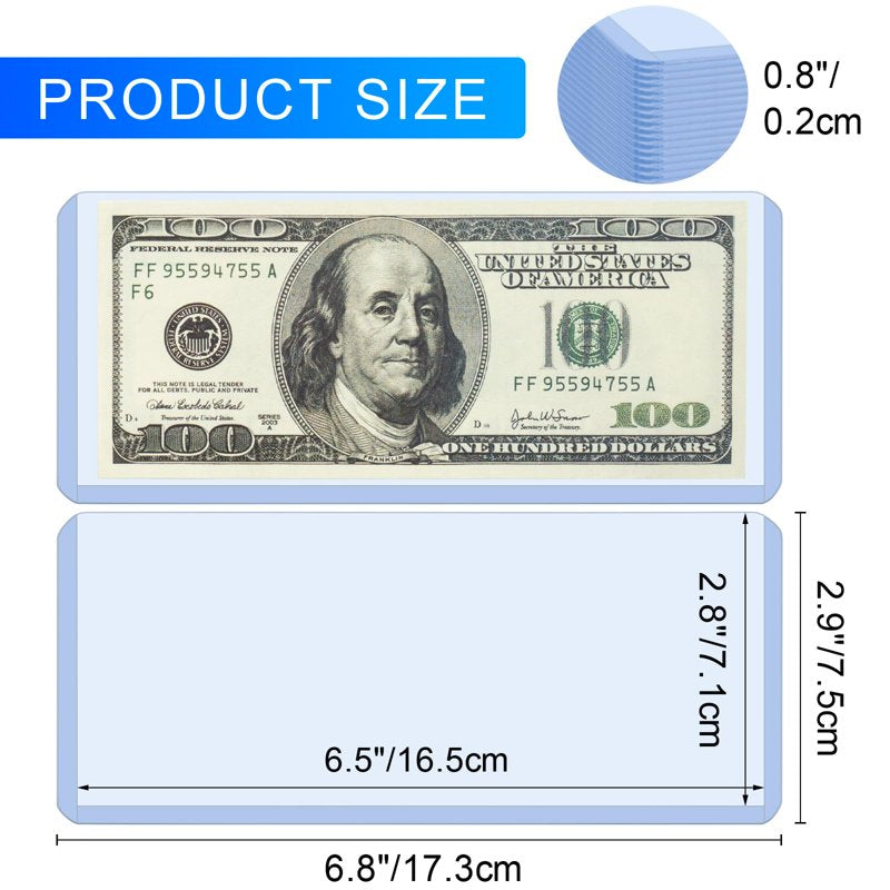 Dollar Bill Sleeves Set of 20 - Clear Waterproof Currency Protectors