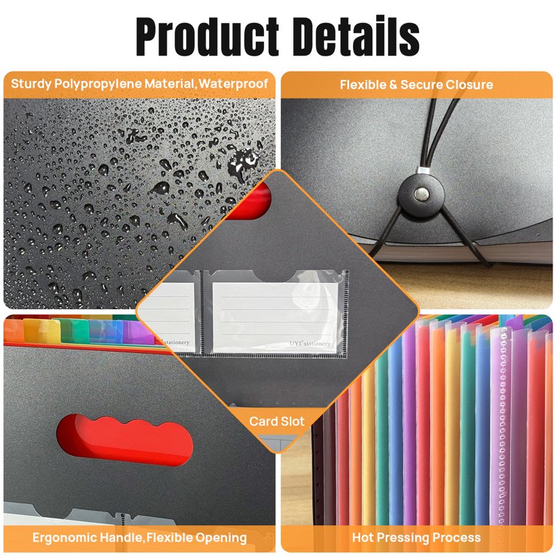 25-Pocket Expandable File Folder Organizer - 2 Pack with Colorful Tabs
