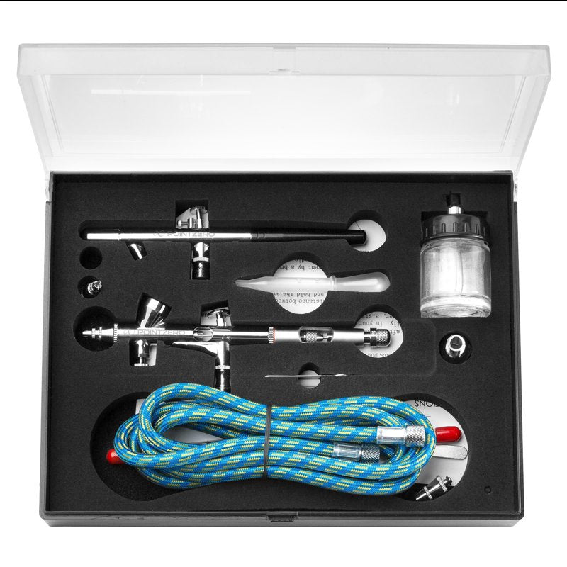 Dual-Action Airbrush Set with 2 Fine-Needle Airbrushes for Art & Crafting