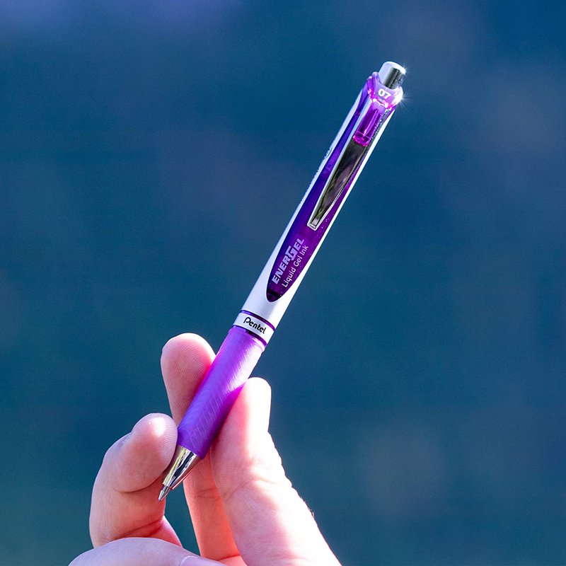 Gel Pen Set - Retractable Liquid Ink Pens with 0.7mm Nib - Purple - Box of 12