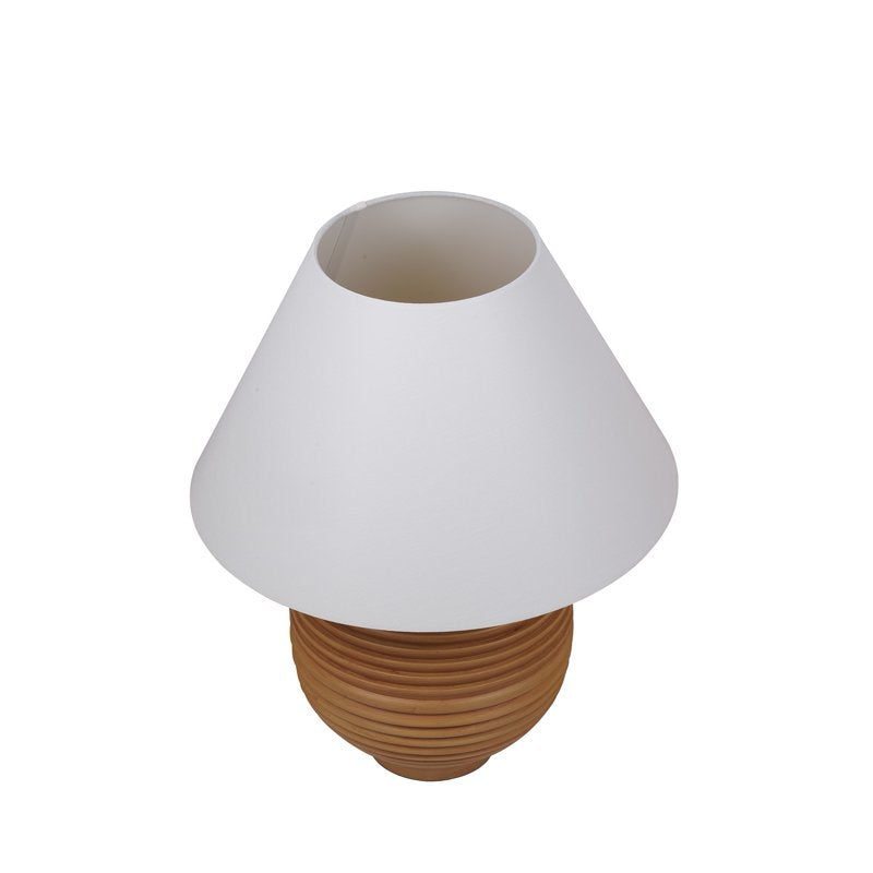 22 Inch Table Lamp with Ribbed Urn Base and White Fabric Shade