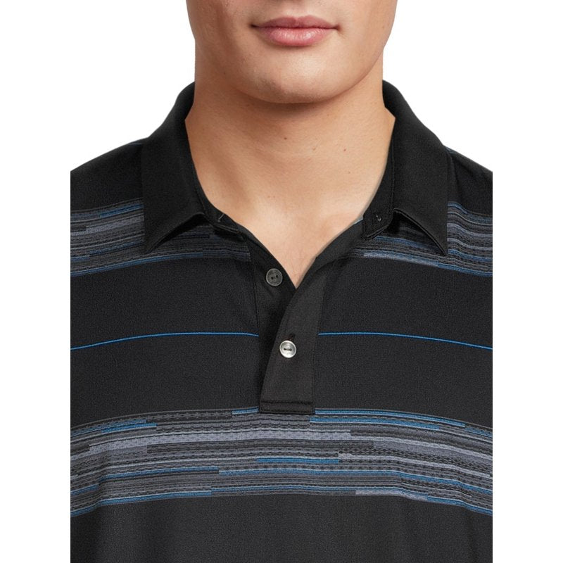 Ben Hogan Men’s & Big Men’s Stripe Polo Shirt – Black, L (S-5XL)