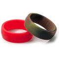 Silicone Workout Rings - 8mm Camo & Red 2-Pack | Hypoallergenic Sports Jewelry