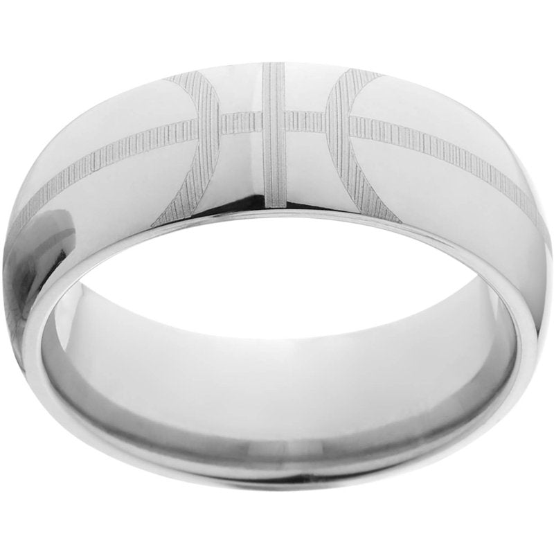 Titanium Basketball Ring in Gift Box - 8mm Half-Round Sports Jewelry