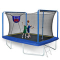 Large Rectangle Trampoline for Adults & Kids 8x12ft 1000LBS Capacity Outdoor with Enclosure Net & Football Target