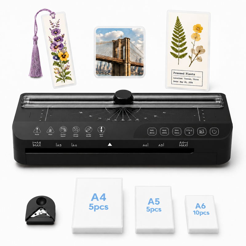 9-Inch A4 Thermal Laminator Machine Hot Cold Fast Warm-Up Anti-Jam with Corner Rounder