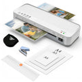 A4 Laminator Machine Hot Cold with 15 Laminating Sheets & Trimmer - Office School Home