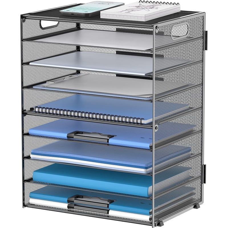 9-Tier Mesh Desktop Paper Organizer with Handles - Office Desk Storage
