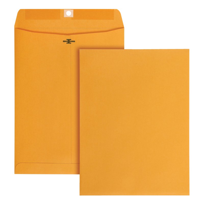 9x12 Kraft Clasp Envelopes with Permanent Seal, Heavyweight Brown Paper, Pack of 100