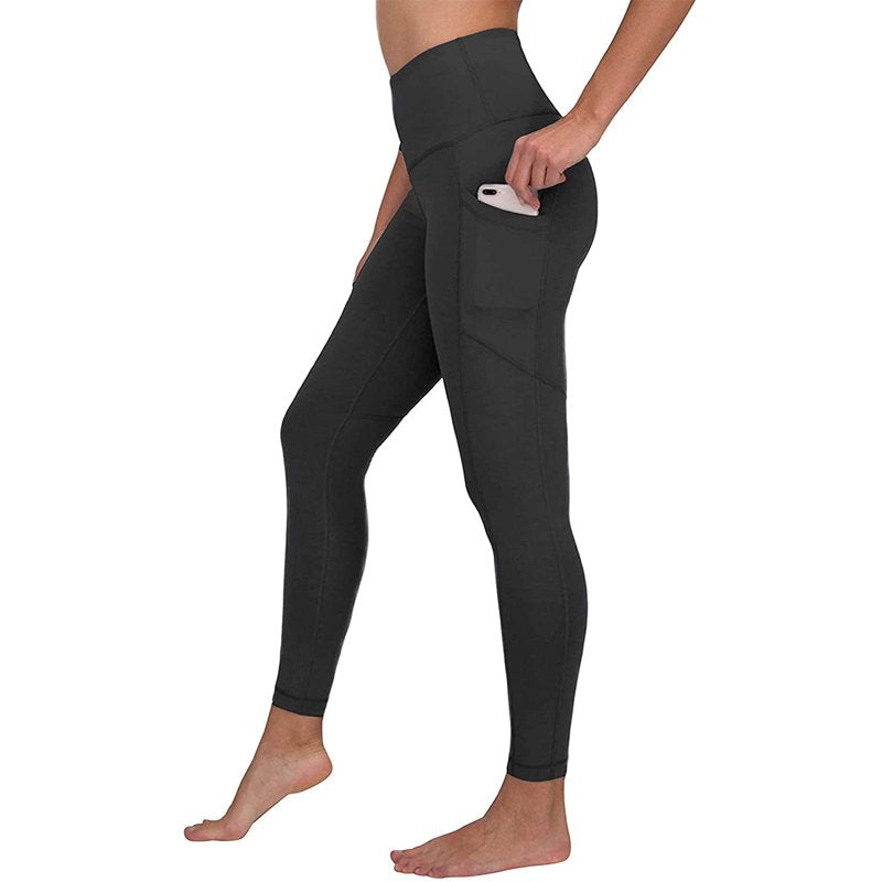 High Waist Yoga Pants with Pockets for Women - Black Activewear Leggings