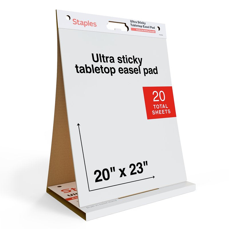 Staples Ultra Sticky Tabletop Easel Pad 20 x 23 Inches - 20 Sheets for Meetings & Brainstorming
