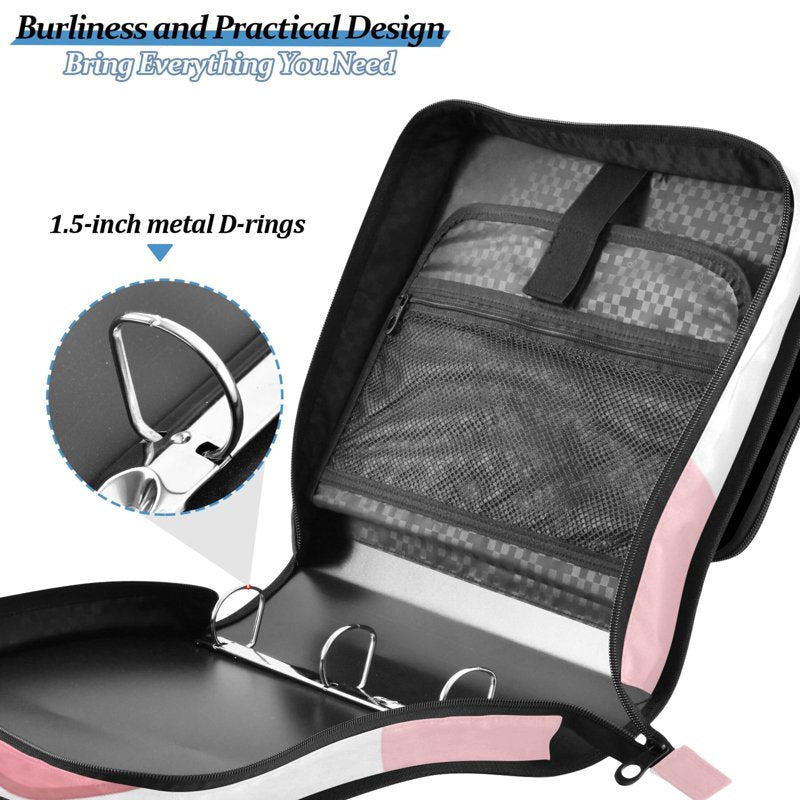 Waterproof 3-Ring Zipper Binder with Shoulder Strap, Holds 500 Sheets, Multiple Colors