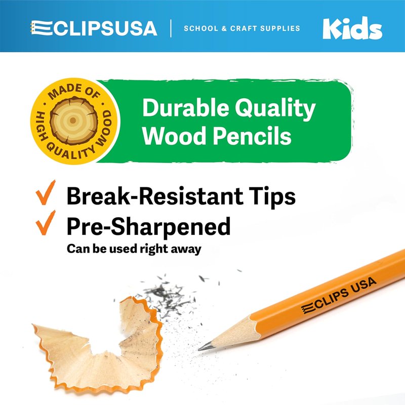 Pre-Sharpened Number 2 HB Graphite Pencils Bulk Pack for Classroom Art Office