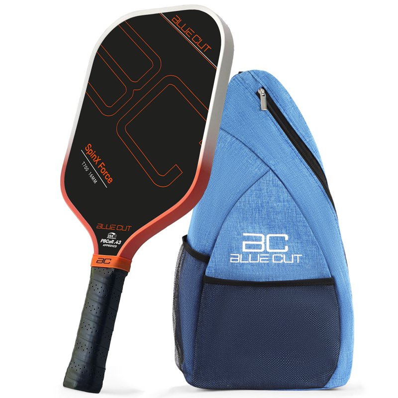 Blue Cut SpinX Force Pickleball Paddle - 16mm Honeycomb Core, T700 Carbon, USAPA Approved - Orange