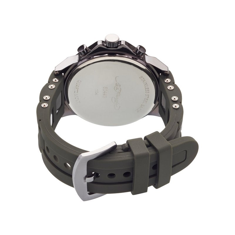 Men's Olive Silicone Strap Watch 52mm - Waterproof, Stylish Timepiece